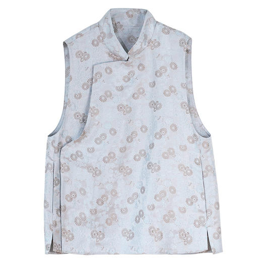 牧衣游原创 重磅40姆米菊织锦马夹女新款复古东方新中式开衫 云归 商品图4