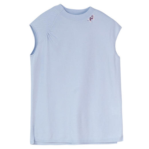 牧衣游原创 纯羊毛毛织手工刺绣毛衣新款通勤简约无袖上衣 逐月 商品图4