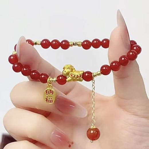 【马上鸿运·红玛瑙手串】敦煌天然红玛瑙圆珠单圈手串女款马年本命年手链中国风 商品图0