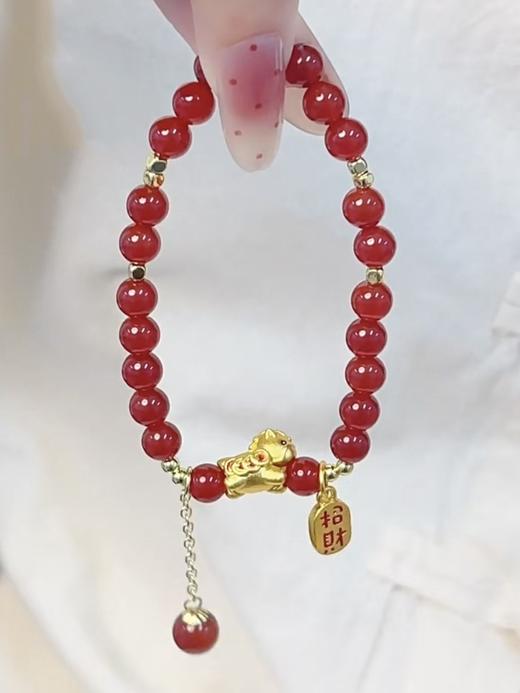【马上鸿运·红玛瑙手串】敦煌天然红玛瑙圆珠单圈手串女款马年本命年手链中国风 商品图3