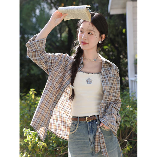 鹿向南「素色诗意」杏色吊带背心女春季新款时尚百搭修身打底上衣 商品图3