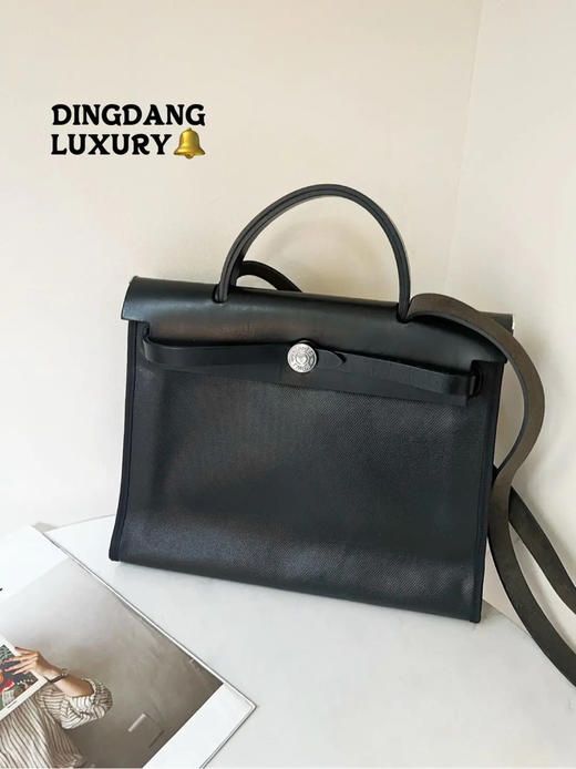 爱马仕 herbag 黑白 防水布 斜挎包 商品图0