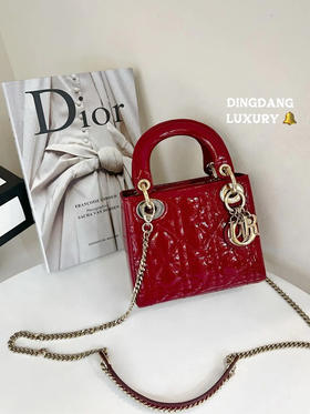 Dior 三格 漆皮 红色 戴妃包