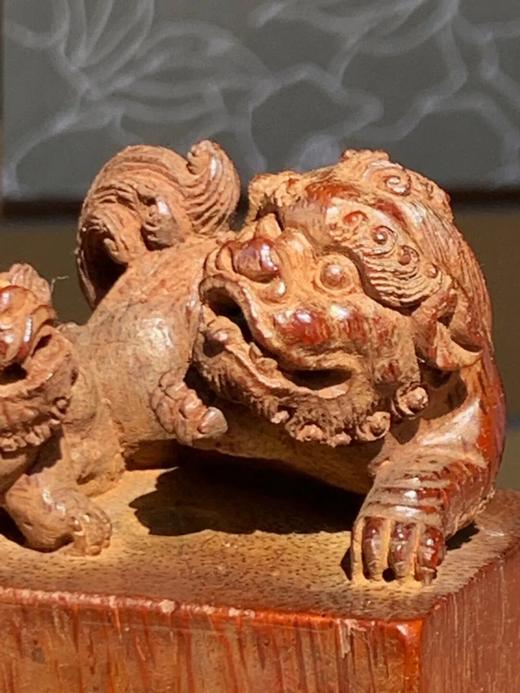 竹根镂雕父子瑞狮钮玺印形方章，顺丰包邮 商品图10