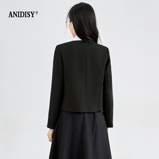 轻奢简约双层醋酸圆领长袖小西装短外套 商品图2