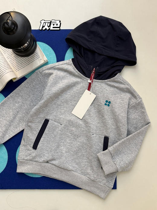 儿童半拉链撞色连帽卫衣 商品图10