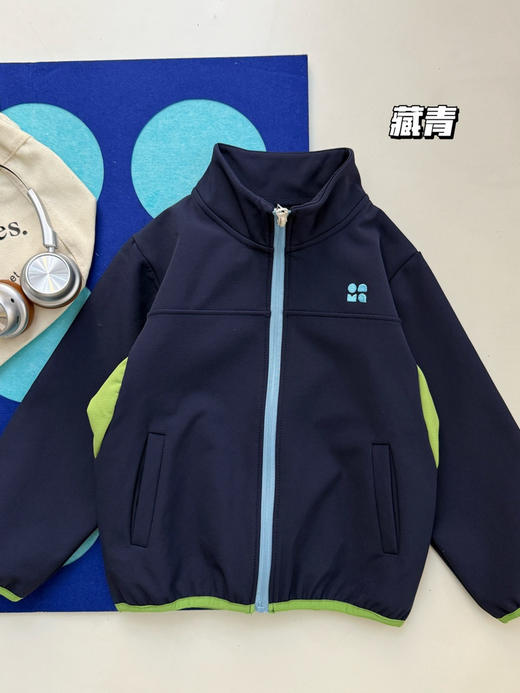 儿童立领撞色拼接薄绒外套 商品图13