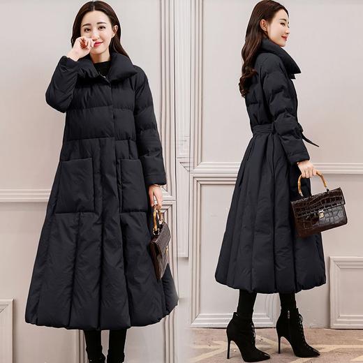 丁摩 中长过膝羽绒服女新款a型韩版加厚白鸭绒外套冬季修身5ZF-222 商品图4