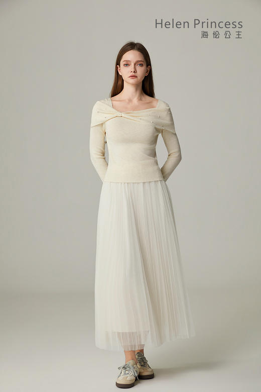 温柔风一字领仙女裙套装 商品图1