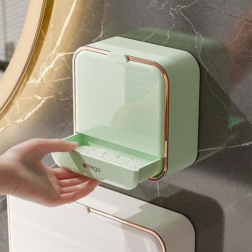 家用肥皂盒免打孔壁挂带盖沥水盒轻奢卫生间贴墙香皂盒皂盒肥皂架 商品图2