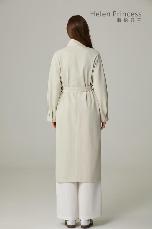 立领绑带收腰长款风衣 商品图4