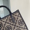 TORY BURCH 汤丽柏琦 T Monogram 经典老花满印可拆卸肩带 织物拼牛皮革 托特包（CB） 商品缩略图2