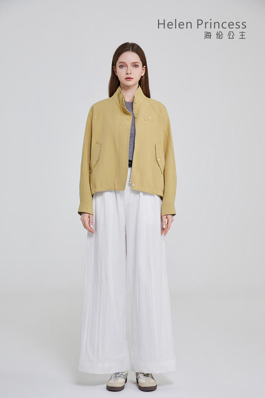 立领格纹拼接外套 商品图1