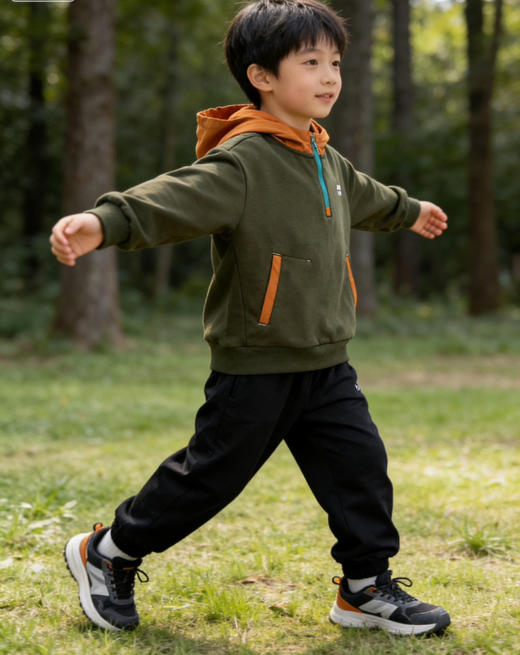 儿童半拉链撞色连帽卫衣 商品图4