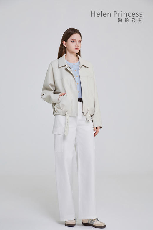 翻领腰带PU皮衣 商品图2