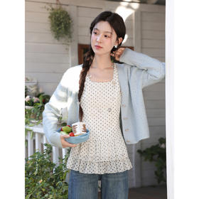 鹿向南「蓝岛晴空」温柔风蓝色针织开衫女装春季新款叠穿长袖上衣