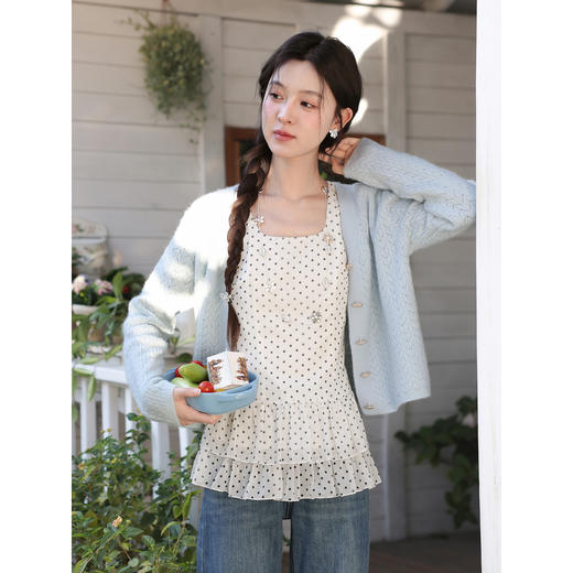 鹿向南「蓝岛晴空」温柔风蓝色针织开衫女装春季新款叠穿长袖上衣 商品图0