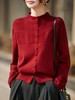 赤褛提花~圆领镂空针织纽扣开衫 商品缩略图0