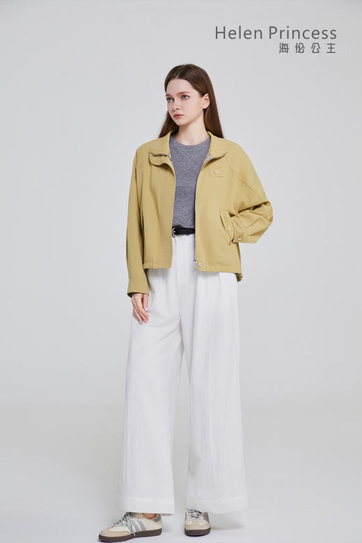 立领格纹拼接外套 商品图2