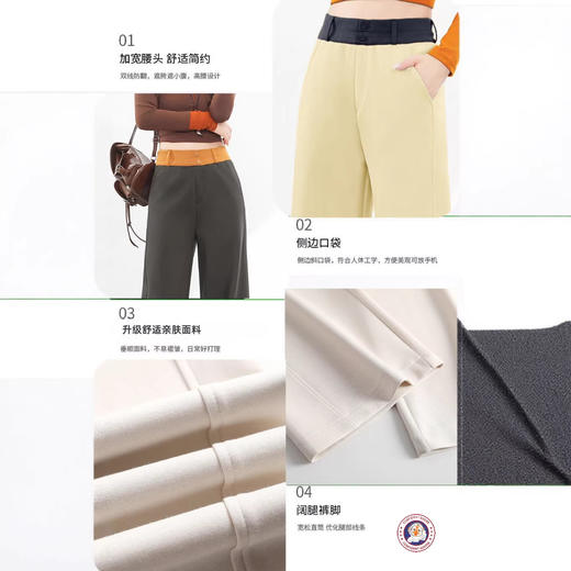 春季新款女装曼巴棉休闲直筒裤 高腰显瘦垂软糯宽松女裤 商品图1