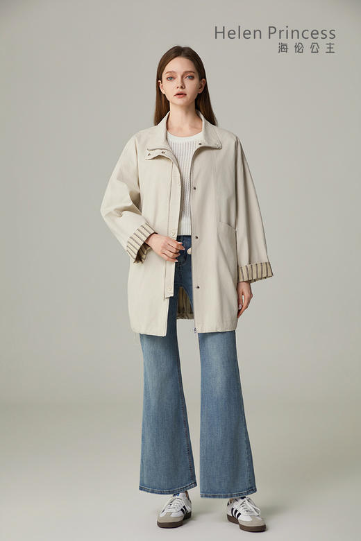 条纹拼接立领外套 商品图2