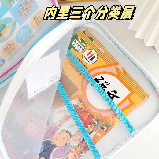 开学季福利！【随机2款】加大带骨透明文件袋网纱L型大开口拉链式学生手提拎书袋科目分类考试专用档案袋试卷收纳袋 商品图1