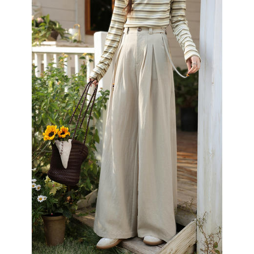 鹿向南「鹿鹿幽鸣」绿色条纹长袖t恤女春收腰修身小众设计感上衣 商品图2