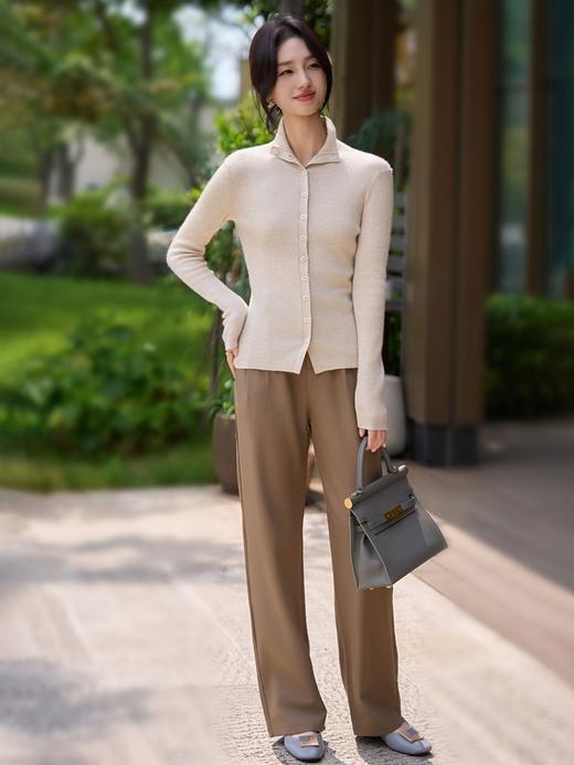 清韵云影~真丝羊绒多扣半高领开衫 商品图3