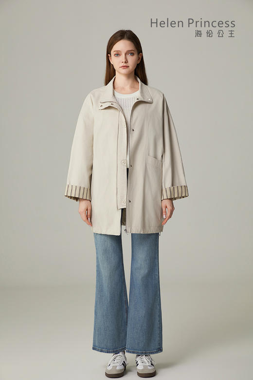 条纹拼接立领外套 商品图1