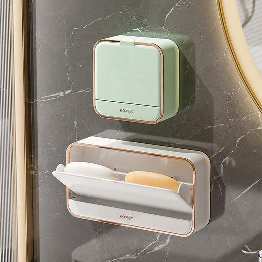 家用肥皂盒免打孔壁挂带盖沥水盒轻奢卫生间贴墙香皂盒皂盒肥皂架 商品图0