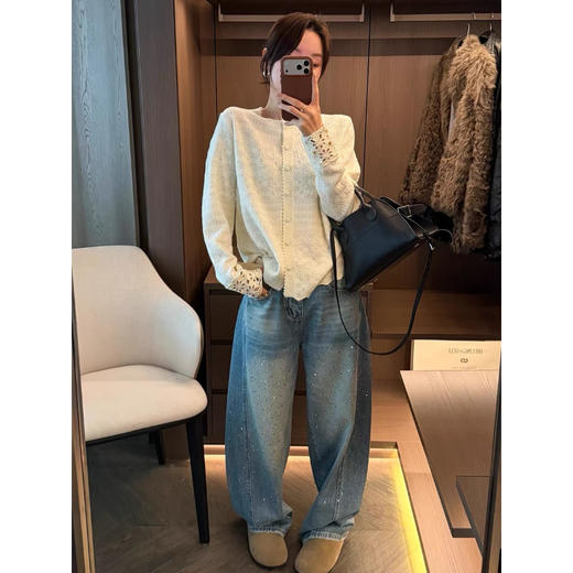 爱丽丝梦境~羊 毛镂空薄款蕾丝针织毛衣开衫 商品图4