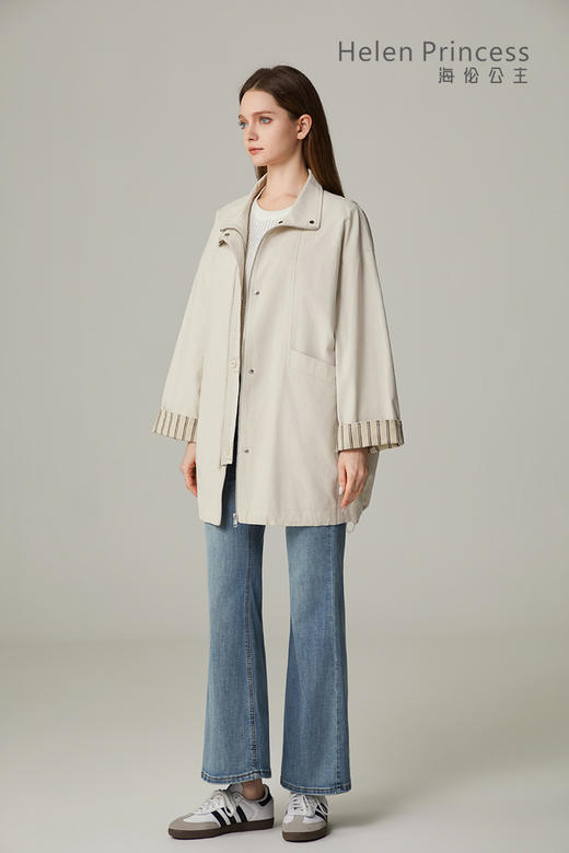 条纹拼接立领外套 商品图3