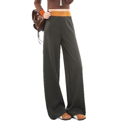 春季新款女装曼巴棉休闲直筒裤 高腰显瘦垂软糯宽松女裤 商品图4