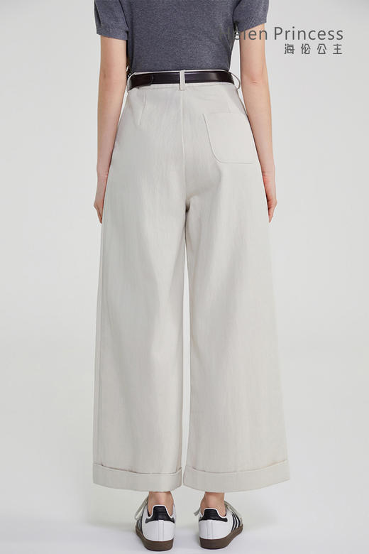 卷边阔腿裤配腰带 商品图8