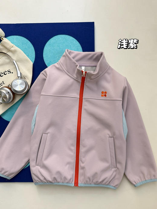儿童立领撞色拼接薄绒外套 商品图12