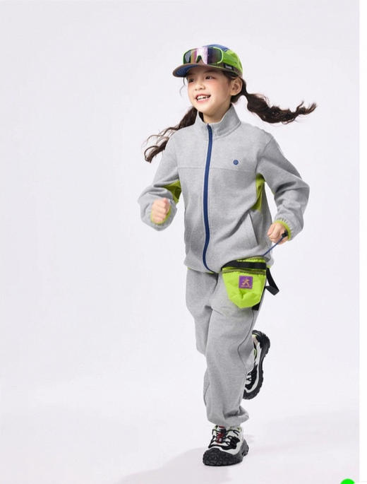 儿童立领撞色拼接薄绒外套 商品图7