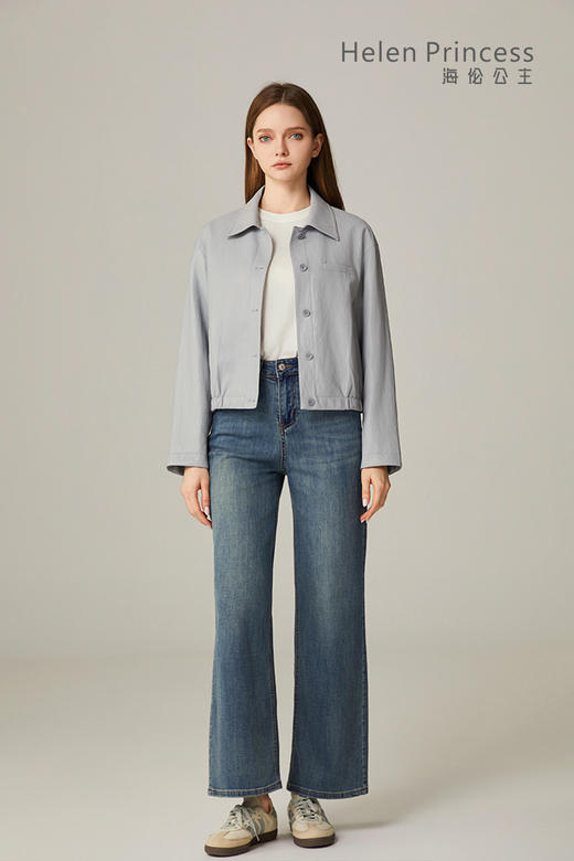 翻领短款PU夹克 商品图1