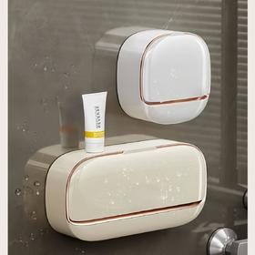 肥皂盒壁挂带盖香皂盒贴墙沥水肥皂盒浴室家用香皂架双格肥皂架