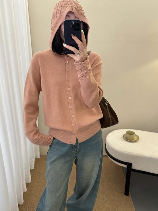 晴日风云~镂空针织帽衫开衫毛衣 商品图1