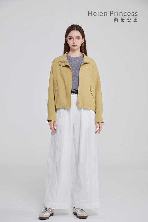 立领格纹拼接外套 商品图0