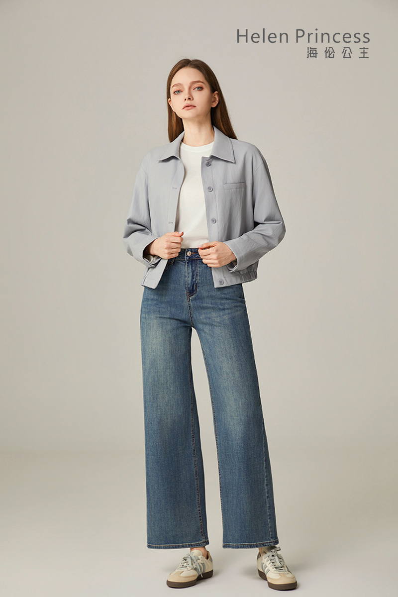 翻领短款PU夹克