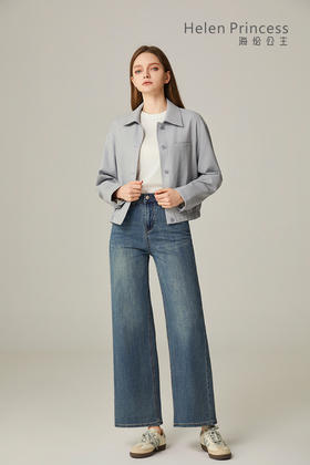 翻领短款PU夹克