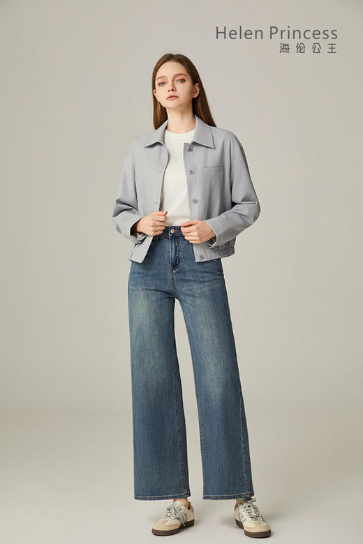 翻领短款PU夹克 商品图0