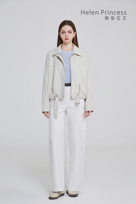 翻领腰带PU皮衣