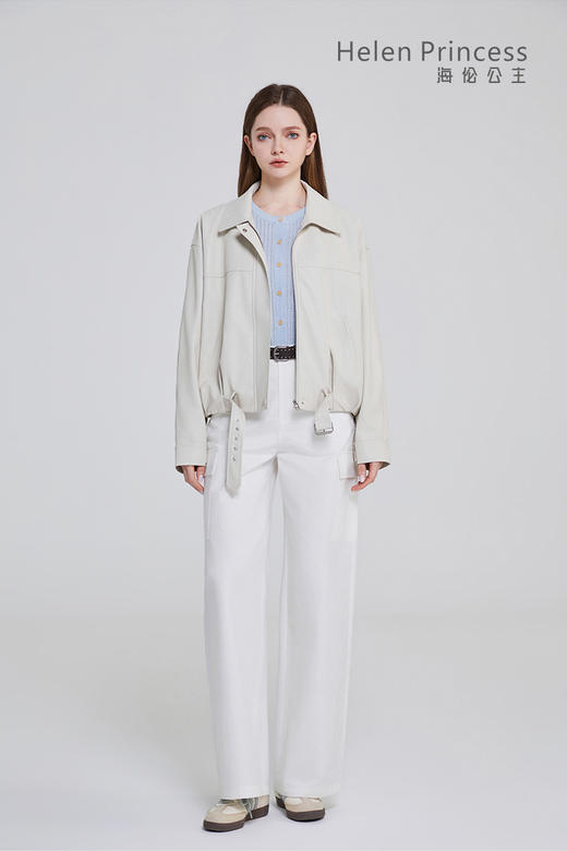 翻领腰带PU皮衣 商品图0