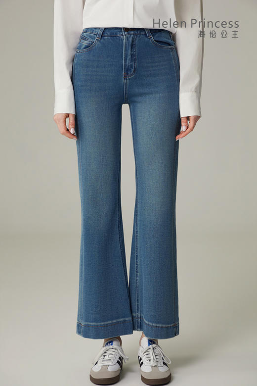 宽边高腰喇叭牛仔裤 商品图0