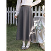 鹿向南「浪漫日记」高腰灰色半身裙女春季新款蕾丝拼接显瘦A字裙 商品缩略图3