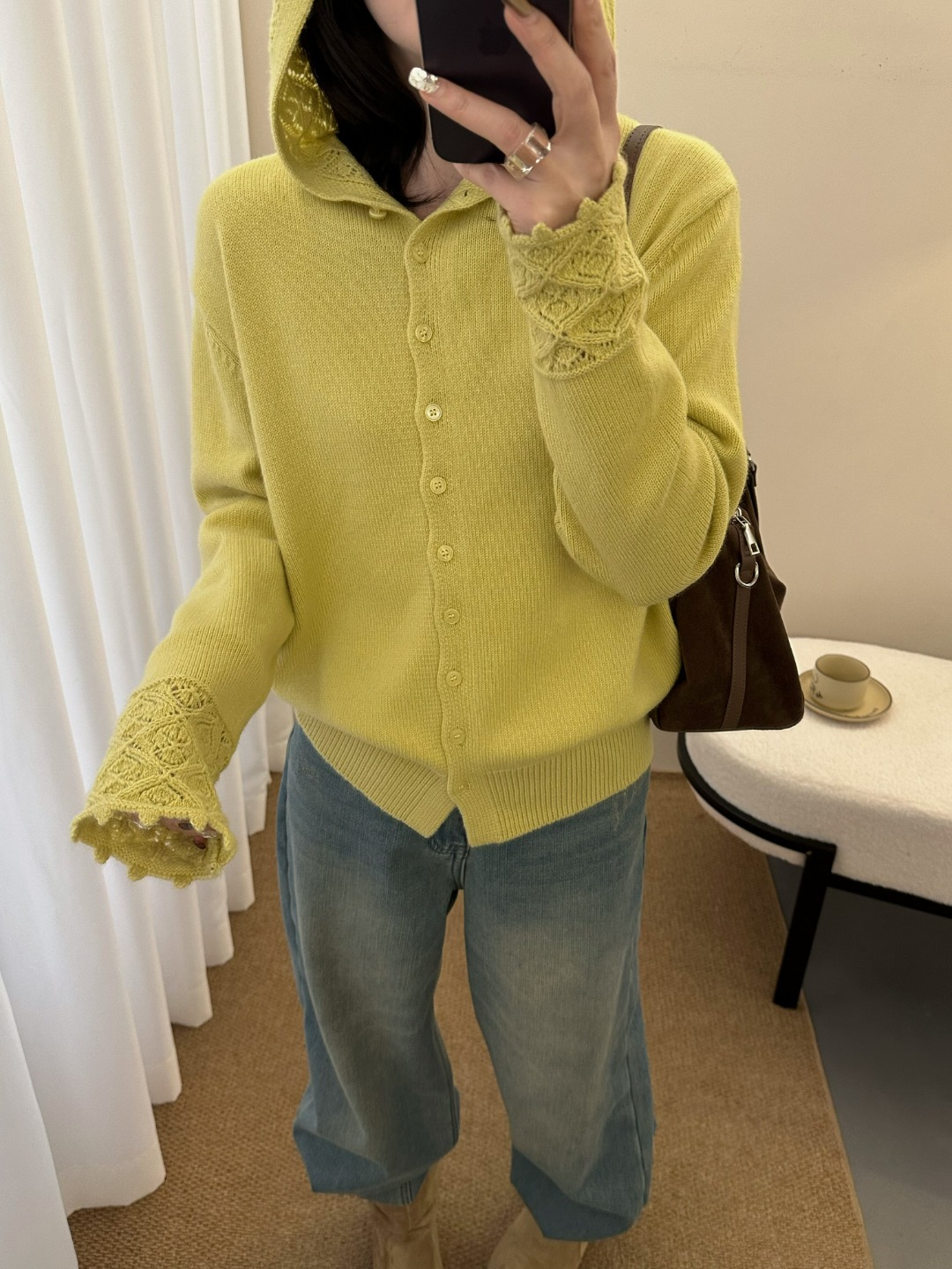 晴日风云~镂空针织帽衫开衫毛衣