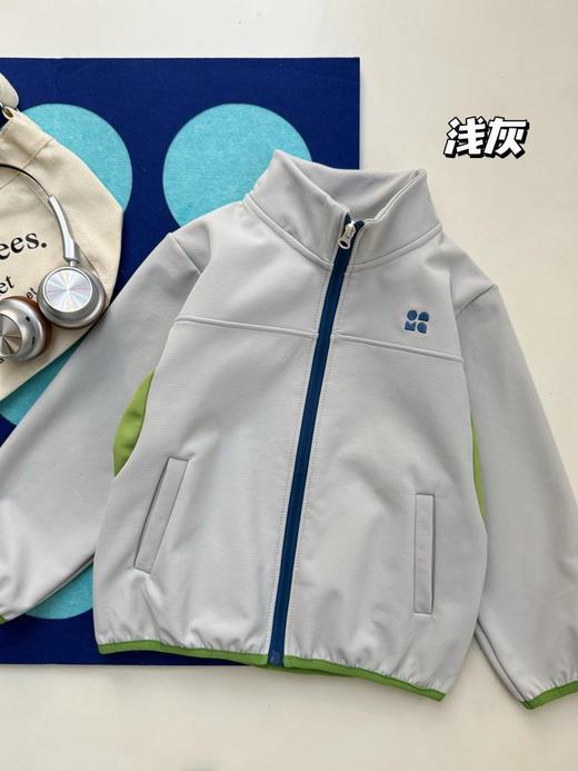 儿童立领撞色拼接薄绒外套 商品图11