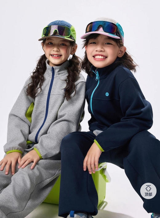 儿童立领撞色拼接薄绒外套 商品图2